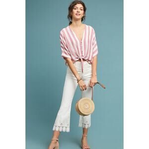 Anthropologie White Flare Jeans